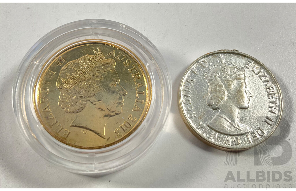 Australian 2013 Two Dollar Coin, 60th Anniversary QE2 Coronation and Campaign Service Medallion
