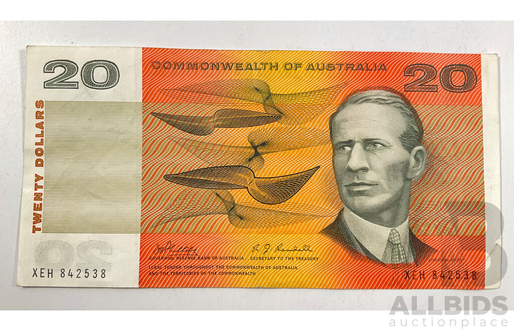 Australian 1968 Twenty Dollar Note, Phillips/Randall R403, XEH 842538