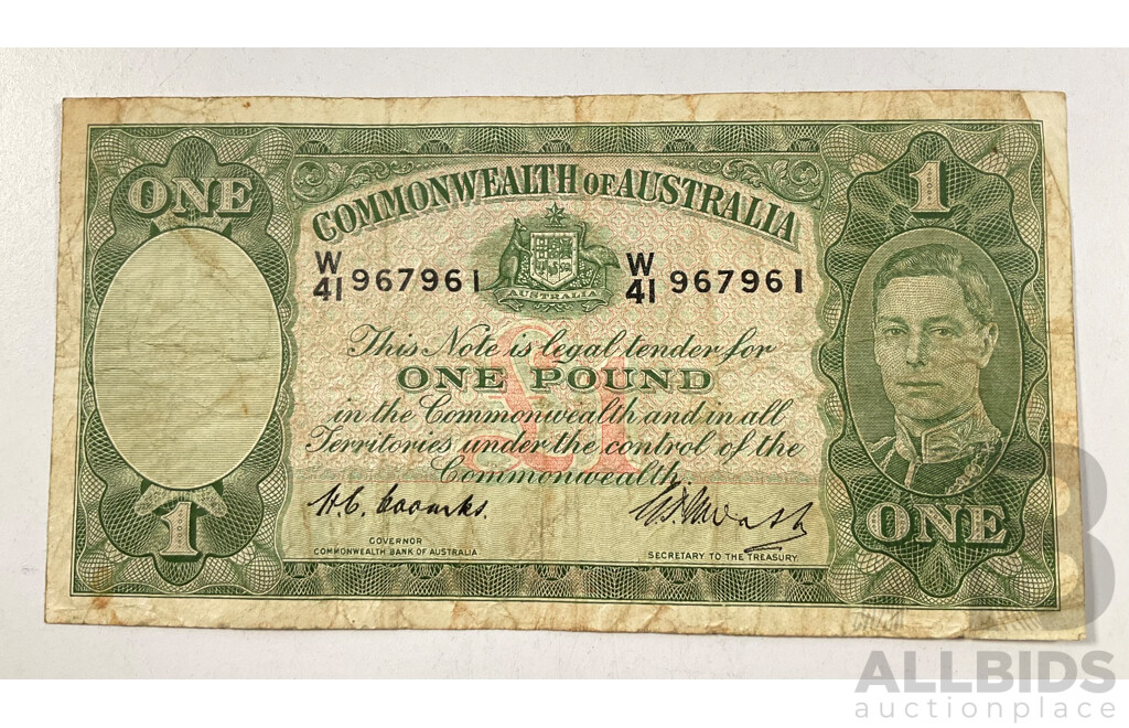 Australian 1949 Twenty Dollar Note, Coombs/Watt R31, W41 967961