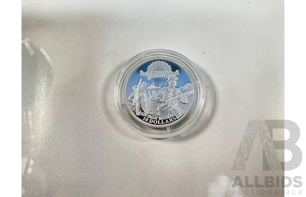 Kiribati Macquarie Mint 2015 Silver Ten Dollar Coin, Gallipoli Landing .500