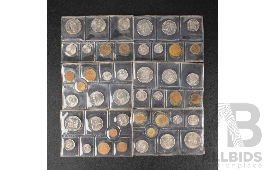 Five South African UNC Coin Sets, 1977, 1978, 1979, 1981, 1982