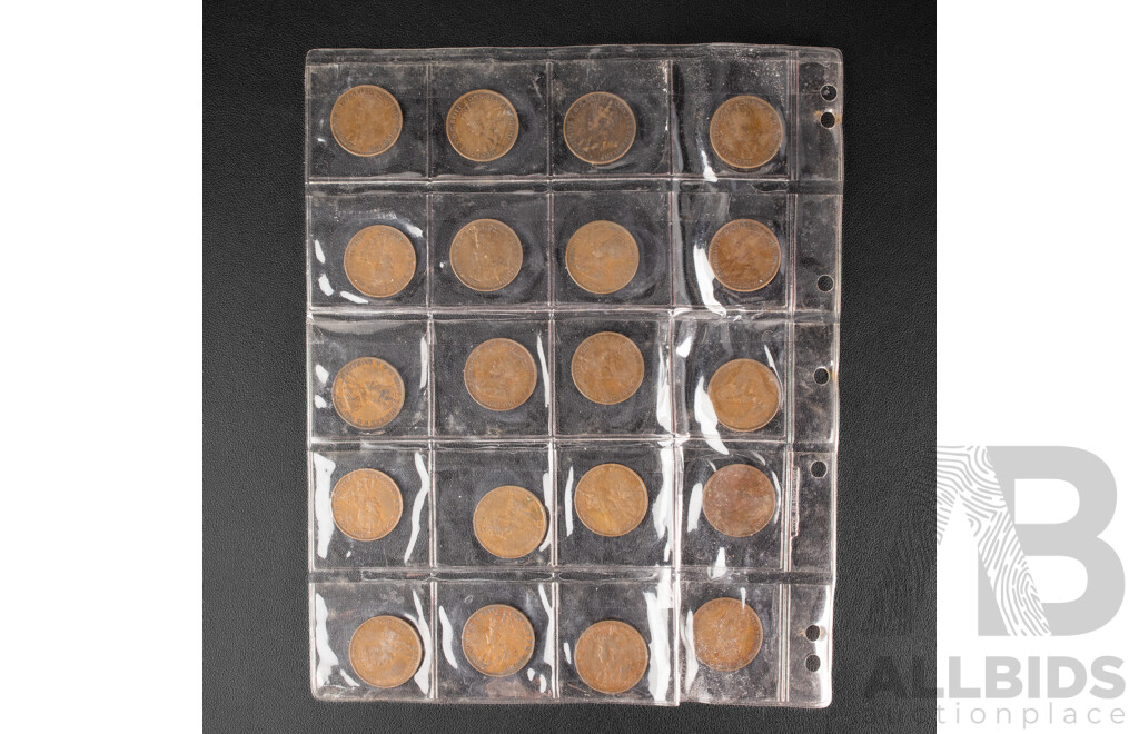 Twenty Australian KGV Pennies Spanning 1911 to 1936