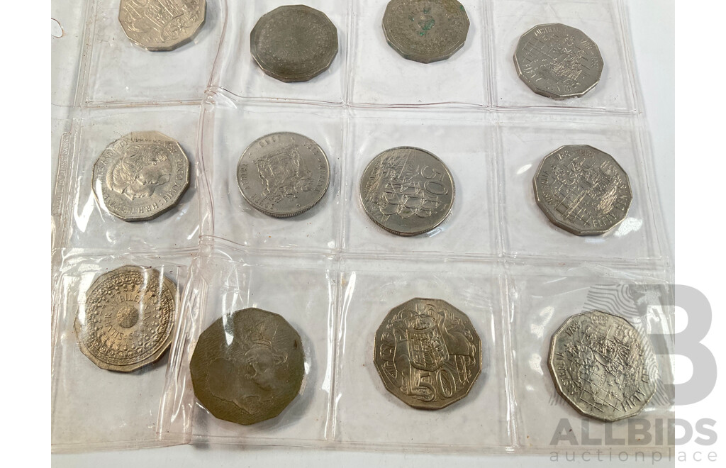 Collection of Australian Commemorative Fifty Cent Coins Including 1970 Captain Cook, 1977 Jubilee, 1981 Charles and Diana, 1988 Bicentennial, 2000 Millennium, 2002 Year of the Outback.................