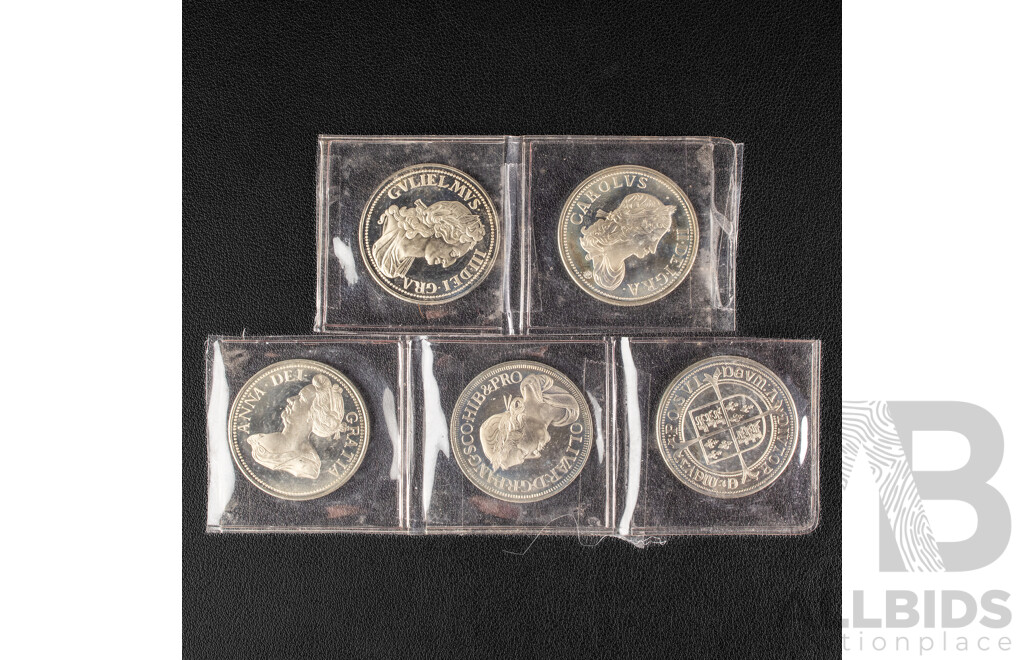 Five Great Britain Silver Re Strike Crowns