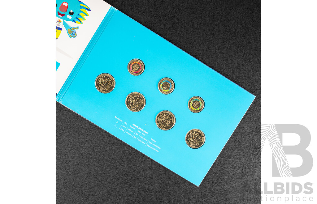 Australian RAM 2018 Seven Coin Collection, XXI Commonwealth Games, Two Fiji Souvenir Coin and Stamp Sets, Two Vintage Italian Phone Tokens, New Zealand Tourist Dollar, Australian School One Cent