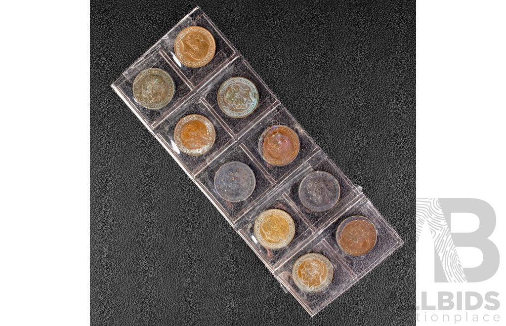 Ten Great Britain Farthings Including 1911, 1916, 1917, 1926, 1928(2) 1929, 1932, 1933, 1935