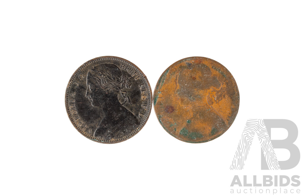 Great Britain 1860 and 1862 QV Pennies