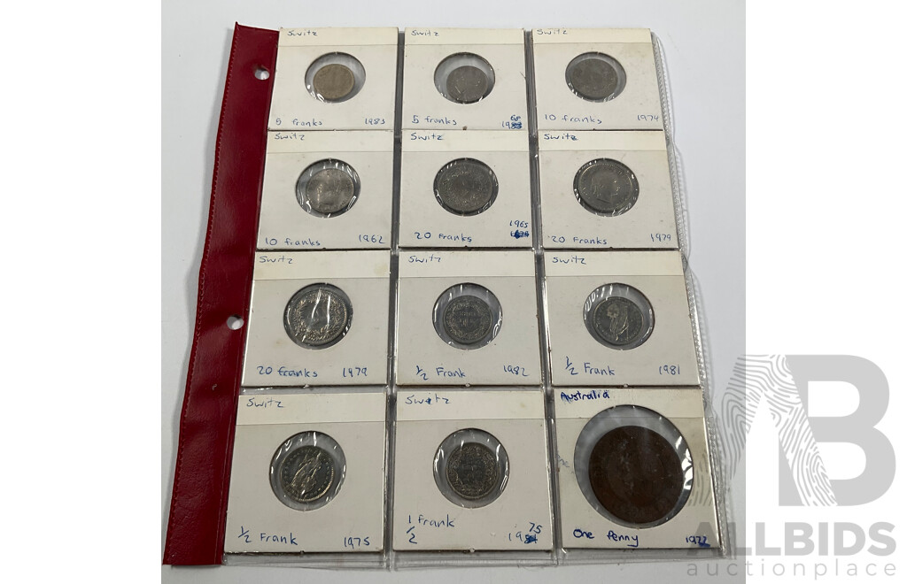 Collection of International Coins Including England, France, Italy, Singapore, Canada, USA, Switzerland, Germany, Austria and More