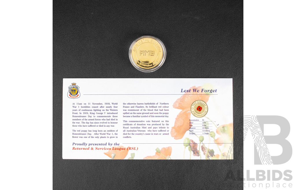 Australian Red Metal Bullion Red Poppy Copper Medallion