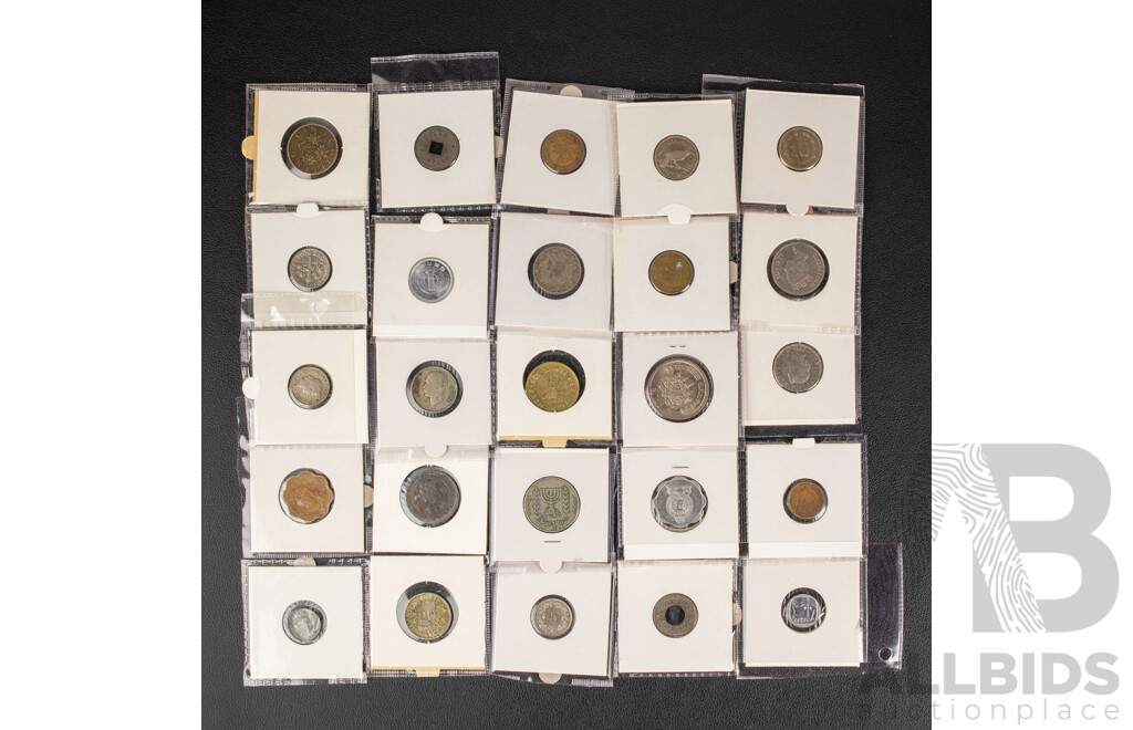 Collection of Antique and Vintage International Coins Including Switzerland, Thailand, Australia, USA, France, Danmark, India and More
