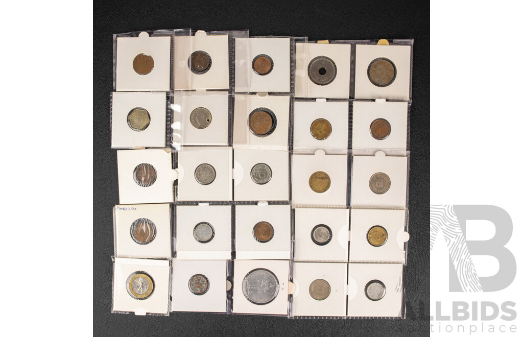 Collection of Antique and Vintage International Coins Including Switzerland, Thailand, Australia, USA, France, Danmark, India and More