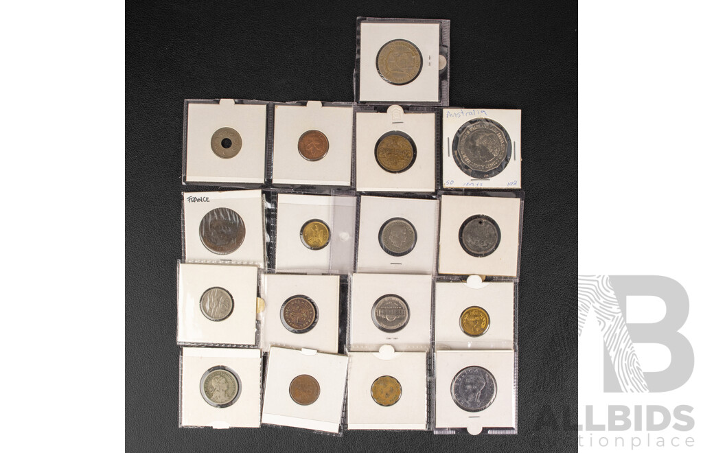 Collection of Antique and Vintage International Coins Including Switzerland, Thailand, Australia, USA, France, Danmark, India and More