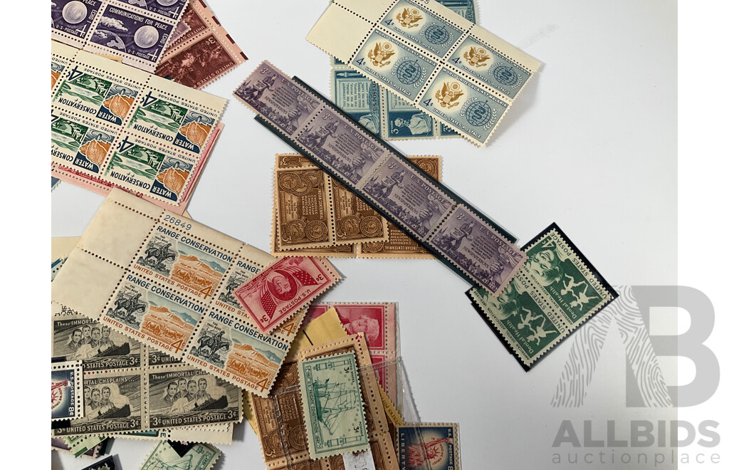 Two Albums of Vintage International Coins Including United Kingdom and Australian Pennies and Half Pennies, China, New Zealand, India, Westair Replica Coins, Mint USA Stamp Strips and Blocks