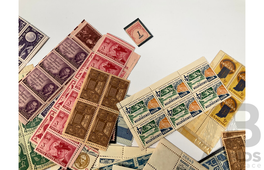 Two Albums of Vintage International Coins Including United Kingdom and Australian Pennies and Half Pennies, China, New Zealand, India, Westair Replica Coins, Mint USA Stamp Strips and Blocks