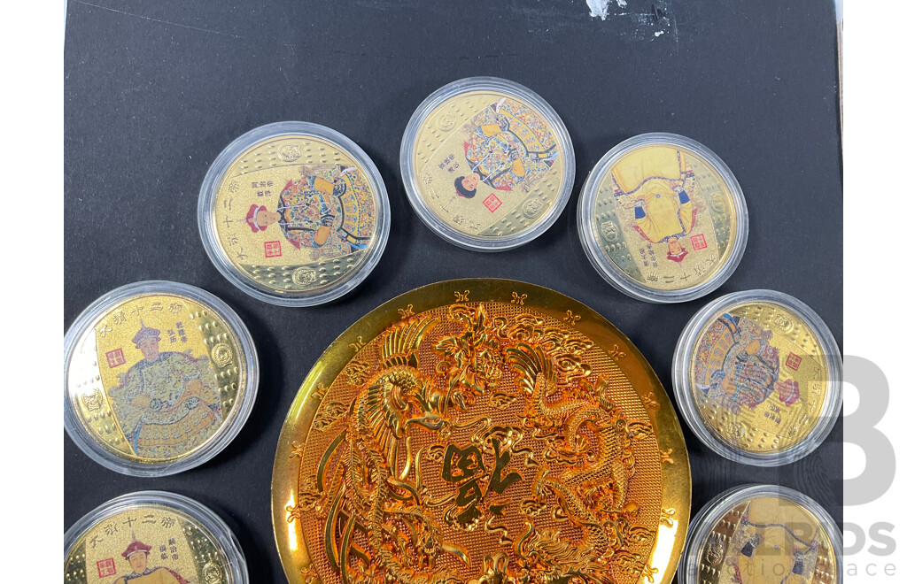 Chinese Gold Tone Coins and Dishes