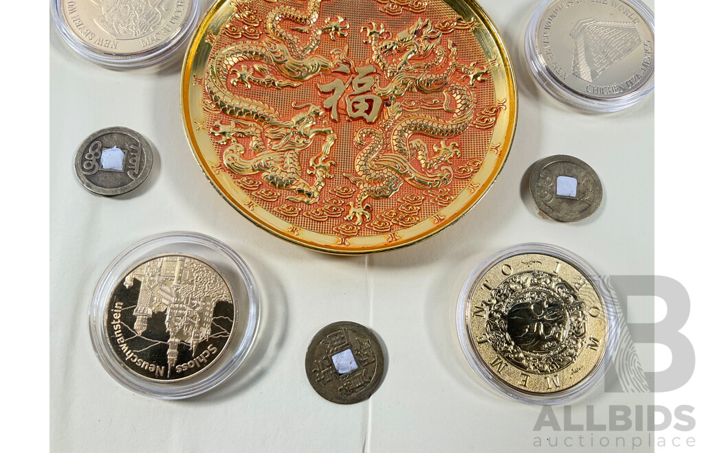 Chinese Gold Tone Coins and Dishes