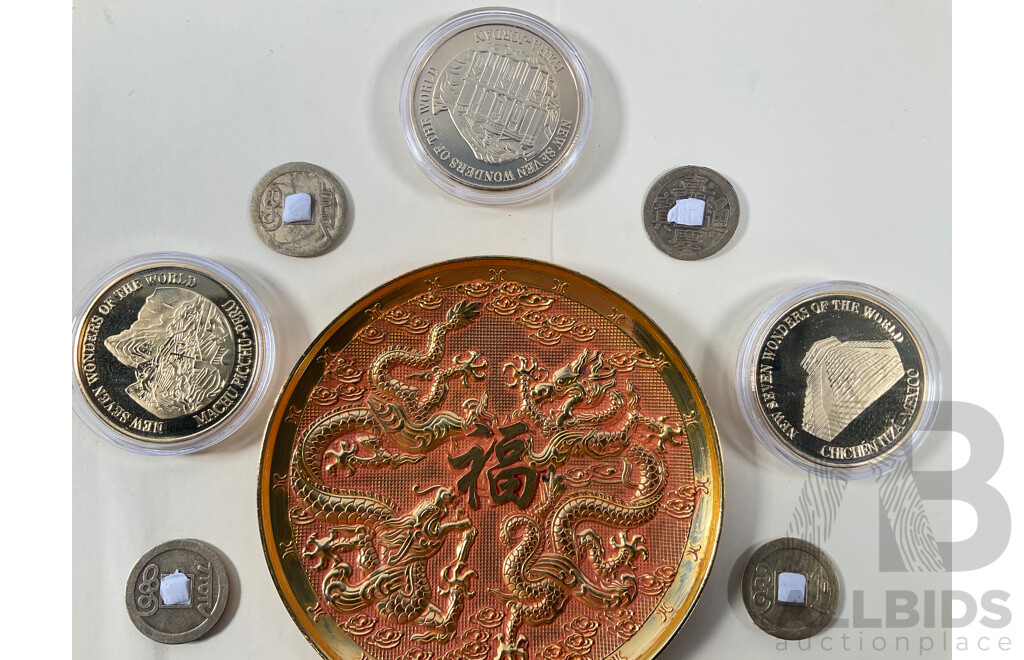 Chinese Gold Tone Coins and Dishes