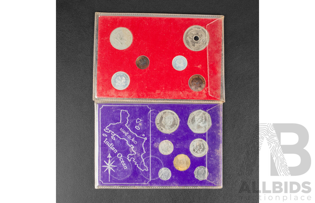Four UNC Coin Sets Including Great Britain 1967, New Pence, Papua New Guinea 1979, Seychelles 1972