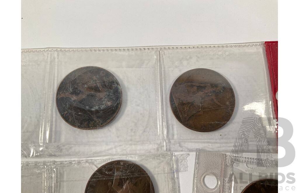 Collection of Great Britain Pennies Spanning 1899 to 1926