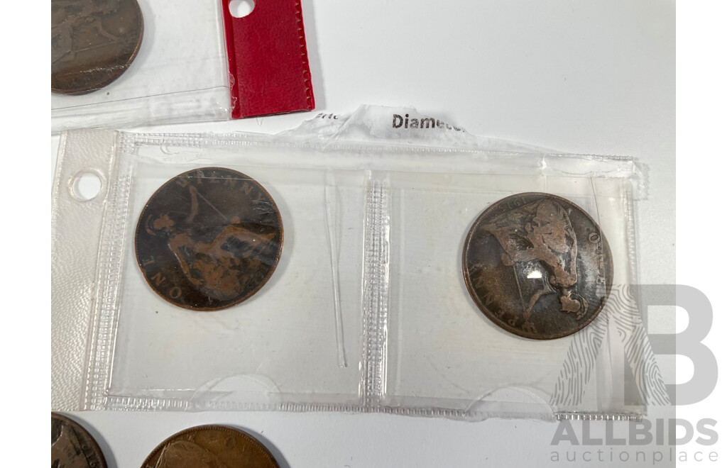 Collection of Great Britain Pennies Spanning 1899 to 1926