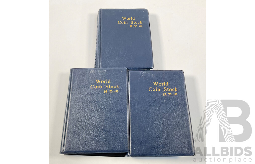 Three Albums of Vintage International Coins Including Australia, United Kingdom, New Zealand, Bolivia, Thailand, France, India and More