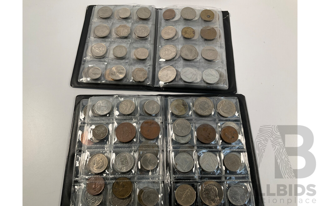 Three Albums of Vintage International Coins Including Australia, United Kingdom, New Zealand, Bolivia, Thailand, France, India and More