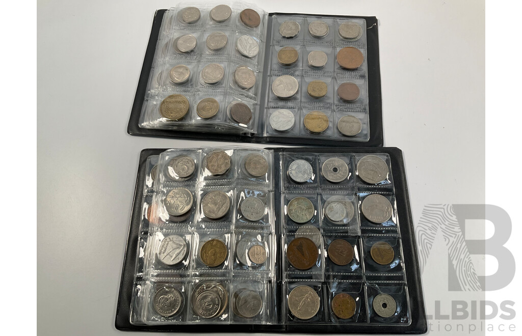 Three Albums of Vintage International Coins Including Australia, United Kingdom, New Zealand, Bolivia, Thailand, France, India and More