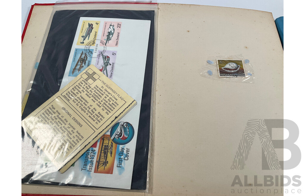 Two Albums of Vintage International Stamps Including Australian Predecimal, Canada, Great Britain, Philippines, Fiji, USA, Poland, Germany, New Zealand, Papua New Guinea and More