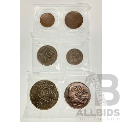 Australian 1966 Coin Set Including Round Silver Fifty Cent Coin .800
