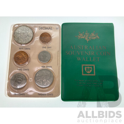 Australian 1966 BP Souvenir Decimal Coin Wallet Including Round Silver Fifty Cent Coin .800
