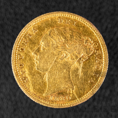 Australian 1880 QV Gold Half Sovereign, Sydney Mint .917