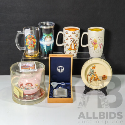 Vintage Royal Doulton Bowl, Woman Peeling Potatoes D5187, Sharon Dold Tea for One 'Gossipers'' Harry Potter Beer Mug, Winnie the Pooh Sipper Cups, Siam Pewter Hip Flask, Star Wars Thermos