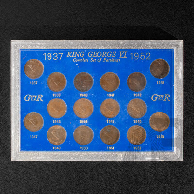 United Kingdom 1937 - 1952 KGVI Farthing Set