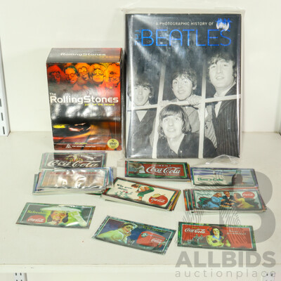 A Photographic History of the Beatles, The Rolling Stones - Just for the Record Five DVD Set, Seventy One 1996 Coca-cola Collector Cards