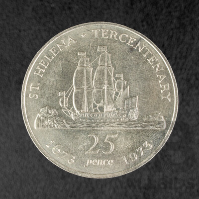 Saint Helena 1973 Silver Twenty Five Pence, 300th Anniversary of St Helena .925