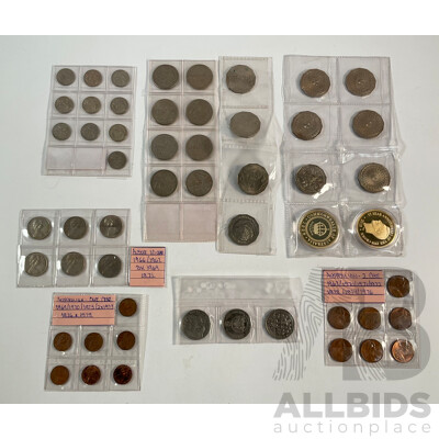 Collection of Australian Coins Including Commemorative Fifty and Twenty Cents, Two 2015 Coins, Seventy Seven Year Anniversary of 1938 Crown