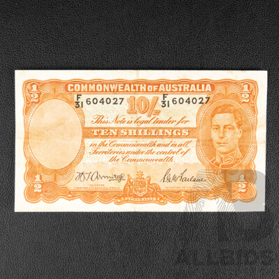 Australian 1939 Ten Shillings Note R13, Armitage/McFarlane F31 604027