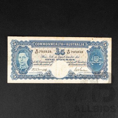 Australian 1941 Five Pound Note, Armitage/McFarlane R46