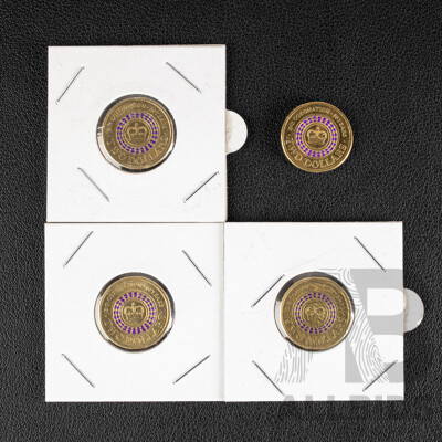 Four Australian 2013 Two Dollar Coins, 60th Anniversary QE2 Coronation