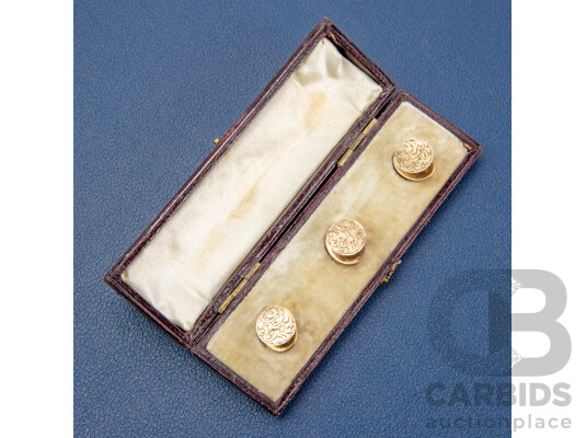 Vintage Masonic 15ct Gold Dress Studs with Carved Sardonyx Inserts