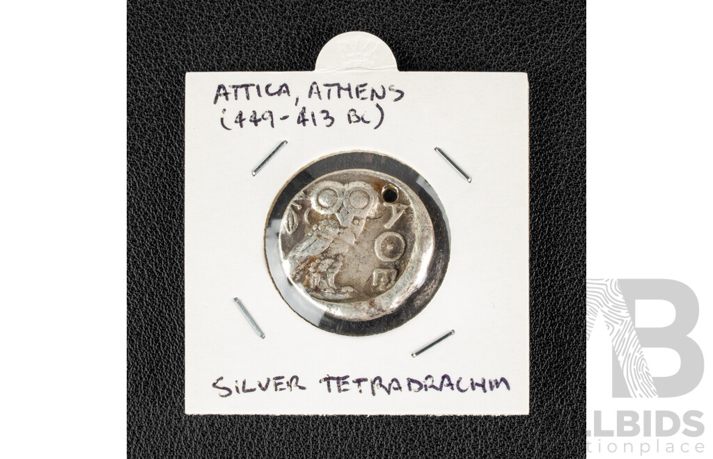 Greece 449 - 413 BC Silver Tetradrach, Owl Reverse
