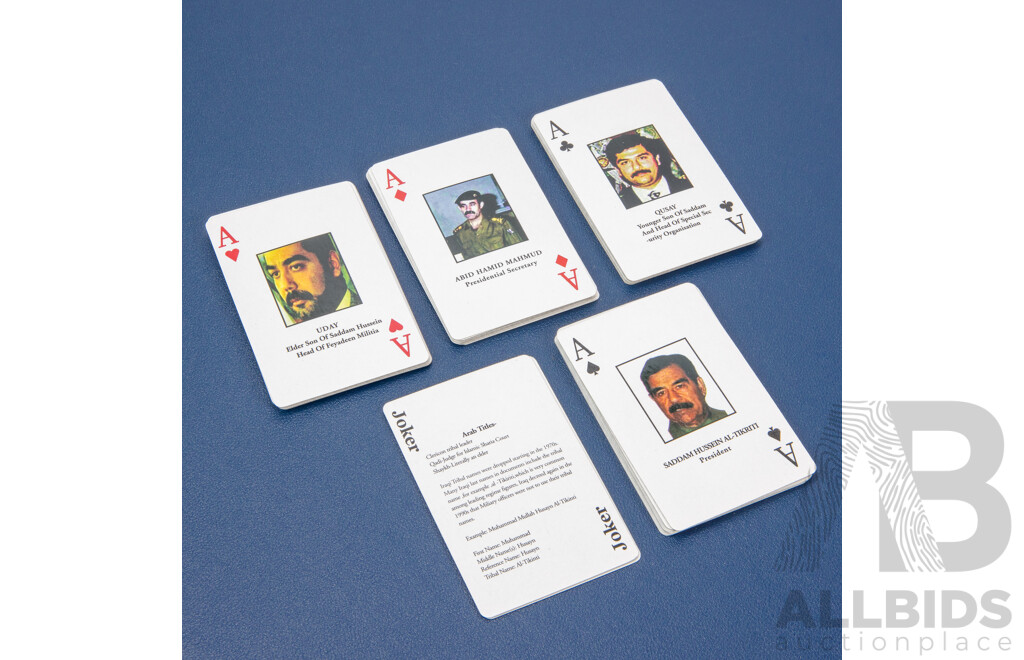 Most Wanted 2003 Propaganda Playing Cards, Saddam Hussein, Muzahim Saab Hasan