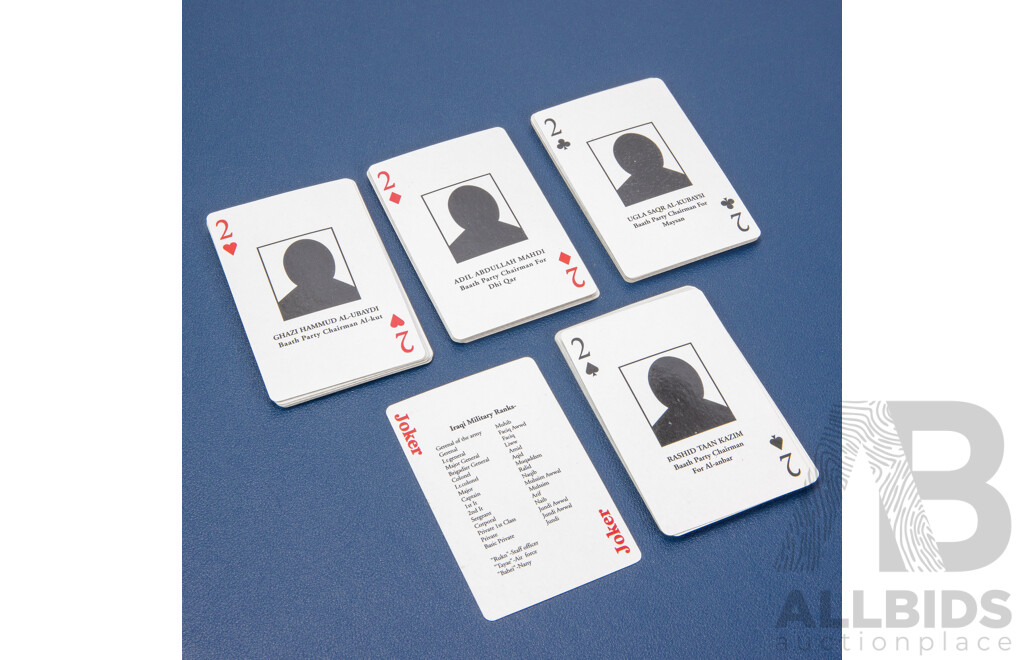 Most Wanted 2003 Propaganda Playing Cards, Saddam Hussein, Muzahim Saab Hasan