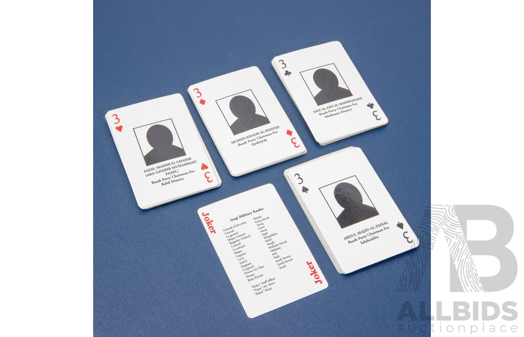 Most Wanted 2003 Propaganda Playing Cards, Saddam Hussein, Muzahim Saab Hasan