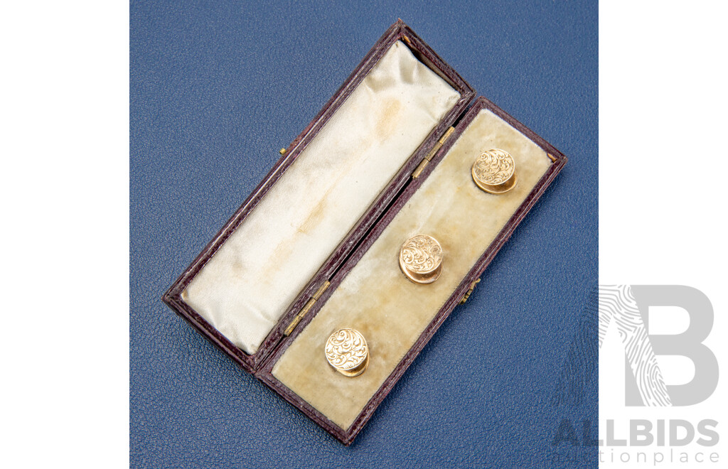 Vintage Masonic 15ct Gold Dress Studs with Carved Sardonyx Inserts