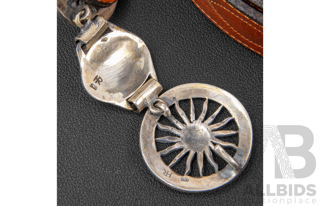 Vintage Argentinian Leather Belt with Sterling Silver Gaucho Double Sun-Face Belt Buckle