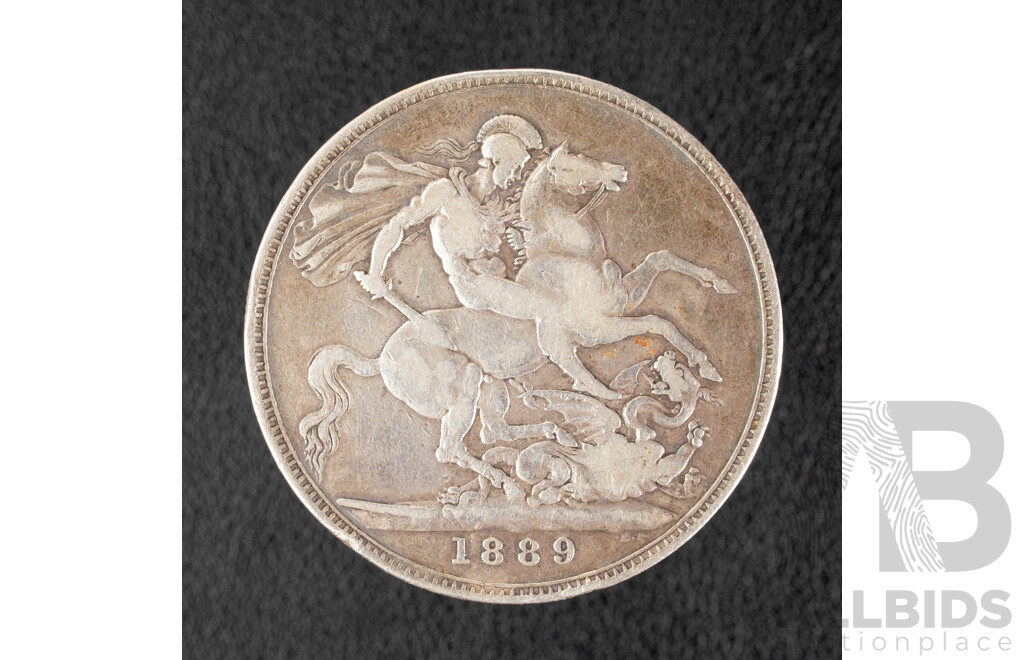 United Kingdom 1889 Queen Victoria Silver Crown .925