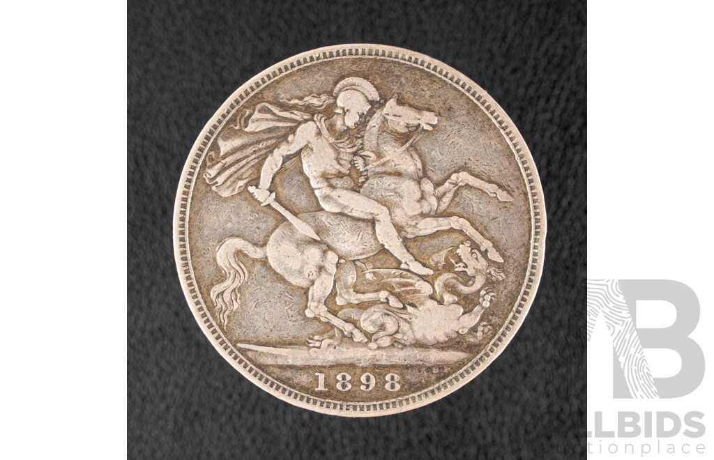 United Kingdom 1898 Queen Victoria Silver Crown .925