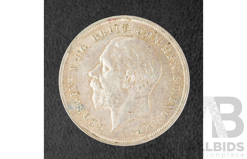 United Kingdom 1935 KGV Silver One Crown Coin, 25th Anniversary of Accession of King George V .500