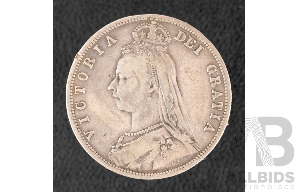 United Kingdom 1887 QV Silver Half Crown Coin .925